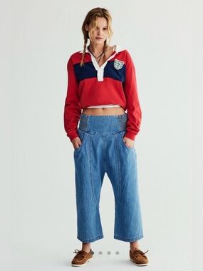 Free People Light Blue High-Rise Lyman Cropped Harem Jeans